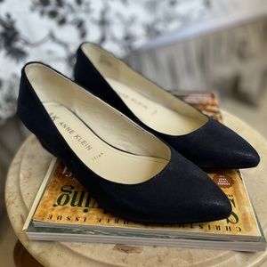 Anne Klein iflex faux suede navy wedge